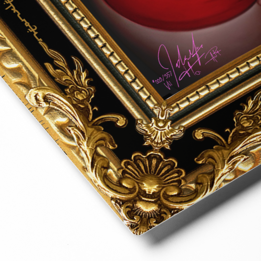 Decorative gold frame with intricate designs on a white background