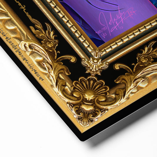 Decorative gold frame with intricate designs on a white background