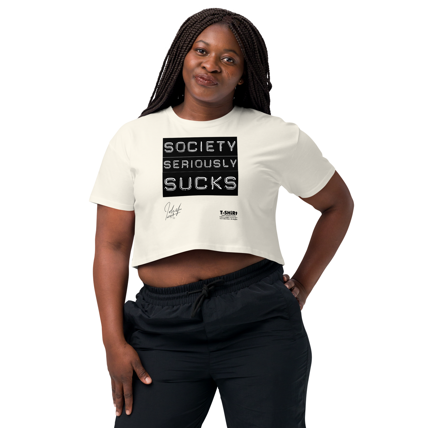 [Cotton] • Society Seriously Sucks • 100% Combed Cotton Crop [Not Quite White] Crop Top