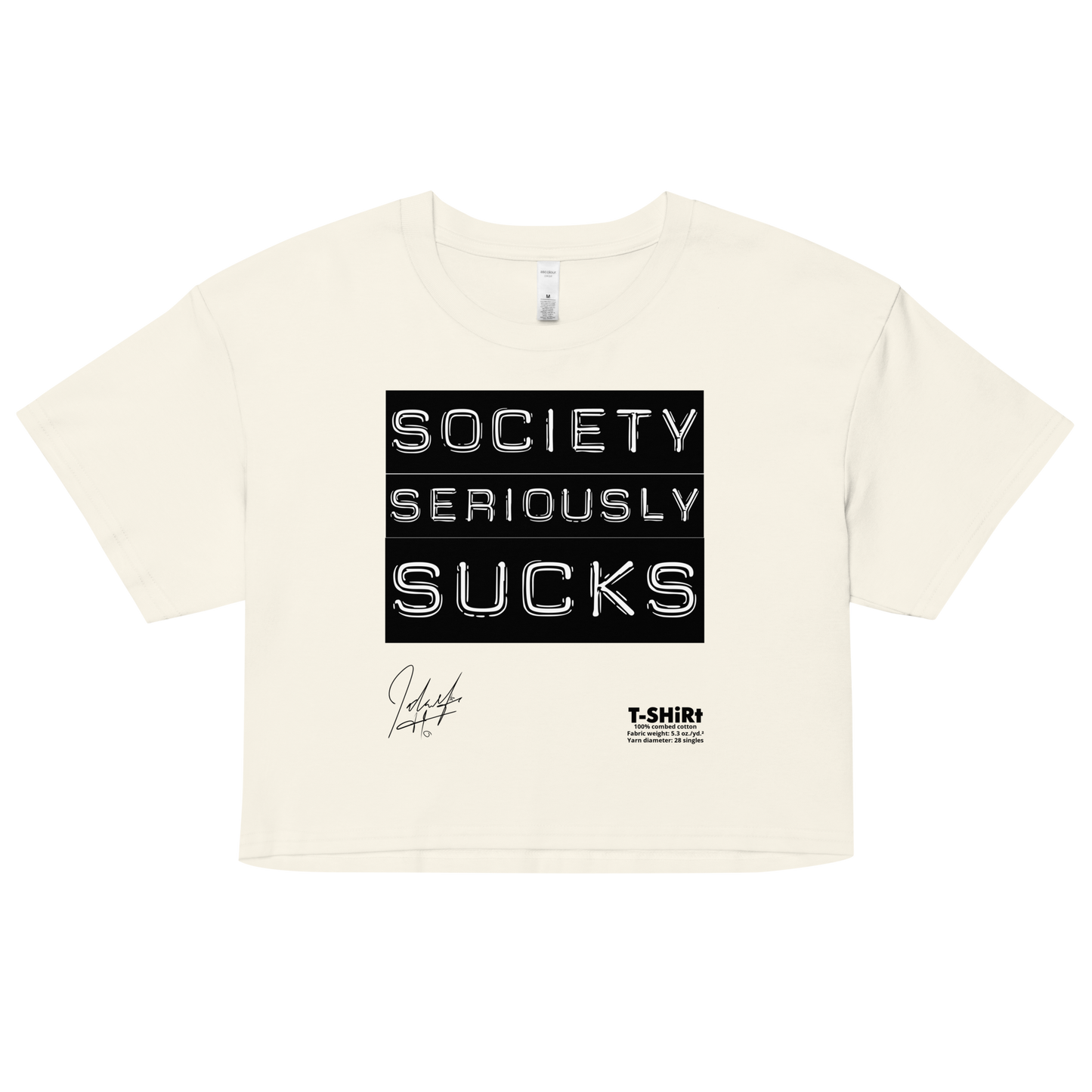 [Cotton] • Society Seriously Sucks • 100% Combed Cotton Crop [Not Quite White] Crop Top