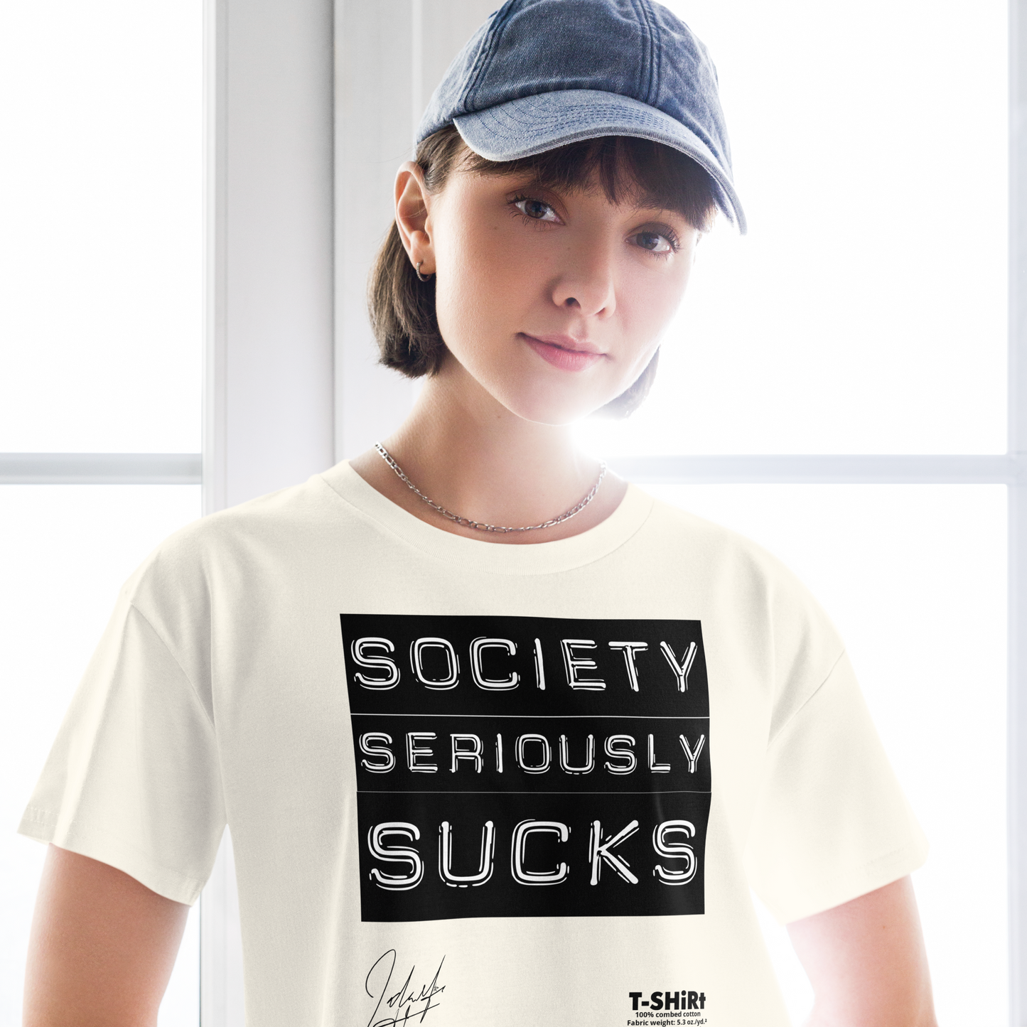 [Cotton] • Society Seriously Sucks • 100% Combed Cotton Crop [Not Quite White] Crop Top