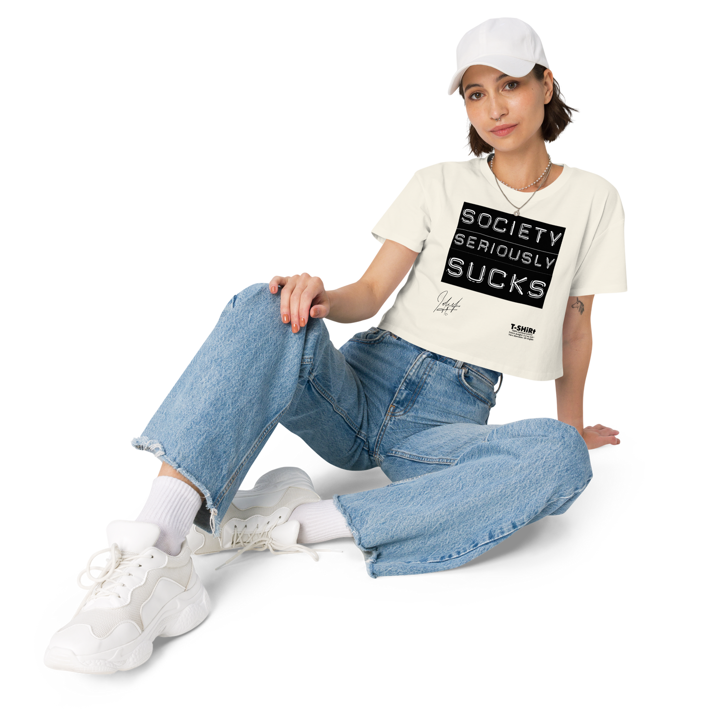 [Cotton] • Society Seriously Sucks • 100% Combed Cotton Crop [Not Quite White] Crop Top