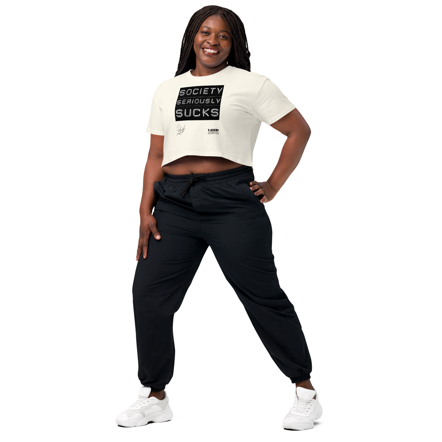 [Cotton] • Society Seriously Sucks • 100% Combed Cotton Crop [Not Quite White] Crop Top