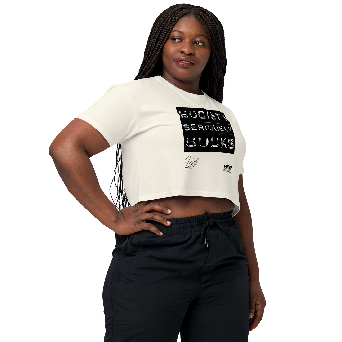 [Cotton] • Society Seriously Sucks • 100% Combed Cotton Crop [Not Quite White] Crop Top